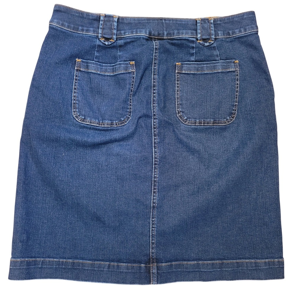 Talbots Denim Mini Skirt Dark Wash 10 Button Front Nautical Coastal Classic - Picture 3 of 5
